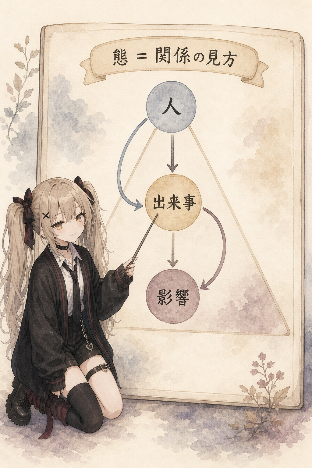 態は、出来事・人・影響の関係をどこから見るかを変えるレンズとして考えると入りやすい。